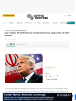 Iran reopens Strait of Hormuz, Trump thanks Iran, cooperates on mine removal