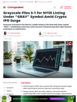 Grayscale Files S-1 for NYSE Listing Under 