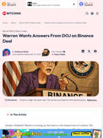 Elizabeth Warren Presses DOJ on Binance and Trump Ties
