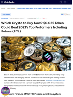Which Crypto to Buy Now? $0.035 Token Could Beat 2021’s Top Performers Including Solana (SOL)