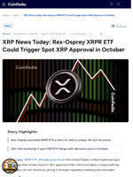 XRP News Today: Rex-Osprey XRPR ETF Could Trigger Spot XRP Approval in October