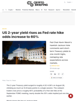 US 2-year yield rises as Fed rate hike odds increase to 60%