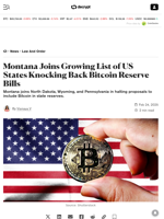 Montana Joins Growing List of US States Knocking Back Bitcoin Reserve Bills - Decrypt