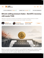 Bitcoin selling pressure fades – But BTC recovery still needs THIS - AMBCrypto