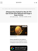 Ethereum Price Outlook for Mar 25: ETH Eyes $2,200 After Rebound and Surge in Buyer Activity