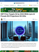 XRP Price Targets $6 by 2026 While Lyno AI Presale ROI Projections Hit 200x