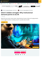 ETH ETF Flows, Onchain Volume Signal Recovery To $2.4K