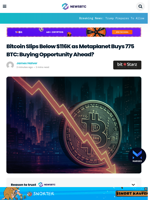 Bitcoin Slips Below $116K as Metaplanet Buys 775 BTC: Buying Opportunity Ahead?