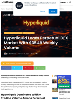 Hyperliquid Leads Perpetual DEX Market With $35.4B Weekly Volume | Live Bitcoin News
