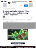 Shockingly Bullish Bitcoin Price Prediction Made by Legendary Venture Capitalist