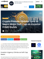 Crypto Presale Update: Lyno AI Nears Major Soft Cap as Investor FOMO Builds | Live Bitcoin News