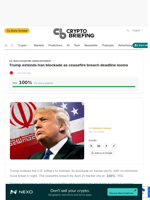 Trump extends Iran blockade as ceasefire breach deadline looms