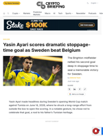 Yasin Ayari scores dramatic stoppage-time goal as Sweden beat Belgium