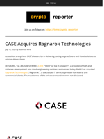 CASE Acquires Ragnarok Technologies