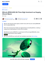 Bitcoin $120,000 All-Time High Imminent Amid Supply Shock
