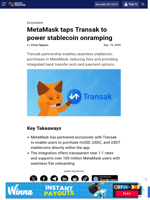 MetaMask taps Transak to power stablecoin onramping