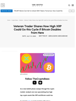 Veteran Trader Shares How High XRP Could Go this Cycle if Bitcoin Doubles from Here