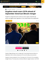 Gryphon Stock Soars 231% Ahead of Coming American Bitcoin Merger