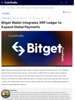 Bitget Wallet Integrates XRP Ledger to Expand Global Payments