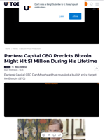 Pantera Capital CEO Predicts Bitcoin Might Hit $1 Million During His Lifetime - U.Today