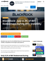 BlackRock: IBIT ETF Saw Just 0.2% Redemptions