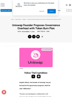 Uniswap Founder Proposes Governance Overhaul with Token Burn Plan