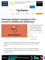 Anthropic doubles valuation in five months to $380B with $30B raise