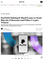 PayPal Is Making It Much Easier to Send Bitcoin, Ethereum and Other Crypto Tokens - Decrypt