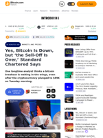 Yes, Bitcoin Is Down, but ‘the Sell-Off Is Over,’ Standard Chartered Says – Markets and Prices Bitcoin News