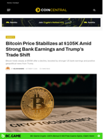 Bitcoin Price Stabilizes at $105K Amid Strong Bank Earnings