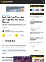 Shark Tank Kevin O'Leary Now Says Forget Alts, Hold Bitcoin, Ethereum