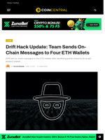 Drift Hack Update: Team Sends On-Chain Messages to Four ETH Wallets