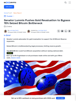 Only 15% of Seized BTC Eligible for Reserve, Lummis’ Gold Fix