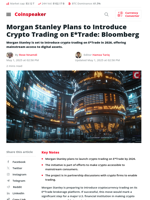 Morgan Stanley to Launch Crypto Trading via E*Trade in 2026