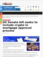 US Senate bill seeks to include crypto in mortgage approval process - The Crypto News Wire
