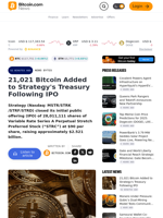21,021 Bitcoin Added to Strategy's Treasury Following IPO – News Bytes Bitcoin News