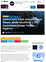 Solana Eyes $300, Litecoin Loses Steam, While BlockDAG’s TGE Countdown Drives Trader Urgency | Live Bitcoin News
