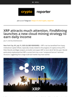XRP attracts much attention, FindMining launches a new cloud mining strategy to earn daily income