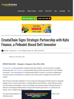 CreataChain Signs Strategic Partnership with Kylix Finance, a Polkadot-Based DeFi Innovator