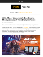 AIXA Miner Launches 5-Day Crypto Mining Contract with Daily Rewards