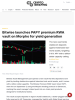 Bitwise launches PAPY premium RWA vault on Morpho for yield generation
