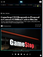 GameStop CEO Responds to Proposal to Convert $5 Billion Cash to Bitcoin - Decrypt