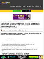 Santiment: Bitcoin, Ethereum, Ripple, and Solana See Widespread FUD