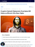 Crypto's Satoshi Nakamoto Overtakes Bill Gates as Bitcoin Hits New Highs