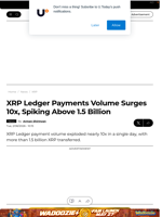 XRP Ledger Payments Volume Surges 10x, Spiking Above 1.5 Billion - U.Today