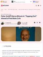 Peter Schiff Warns Bitcoin Is “Topping Out” Ahead of Fed Rate Cuts - 99Bitcoins