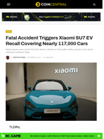Fatal Accident Triggers Xiaomi SU7 EV Recall Covering Nearly 117,000 Cars - CoinCentral