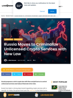 Russia Moves to Criminalize Unlicensed Crypto Services with New Law | Live Bitcoin News