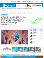 Ether Breaks $3,300 for the First Time Since February, Bulls Might be Headed for New All-Time High ⋆ ZyCrypto