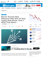 Bitcoin Touches New Milestone With 95% Of Total Supply Now Mined. Here’s What That Means ⋆ ZyCrypto